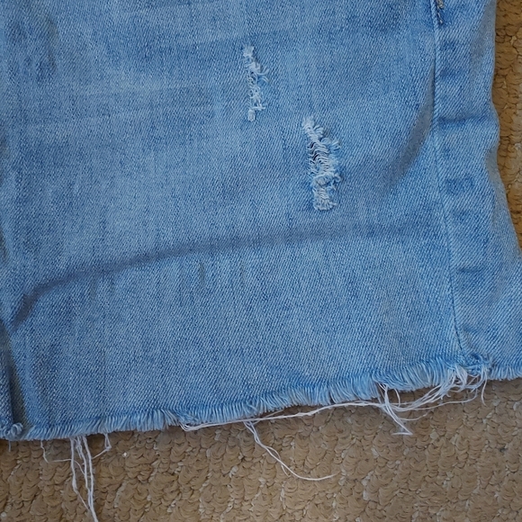 Emjean Light Blue Denim Distressed Jeans Mini Skirt Small Frayed Hem - Picture 5 of 12